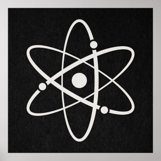 原子科学原子軌道アイコン分子アートブラック ポスター (正面)