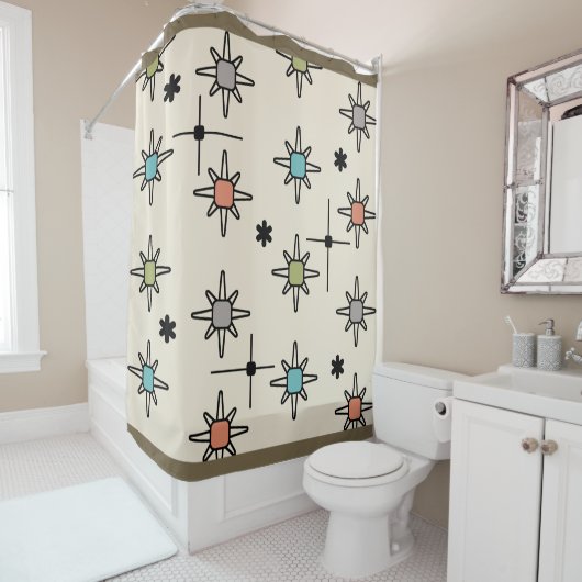 原子空スターバスト数々の色の シャワーカーテン (インサイチュ)