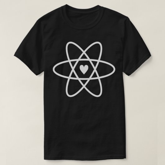 原子記号とハートコア、ラザフォード原子、ヌクル Tシャツ (デザイン正面)