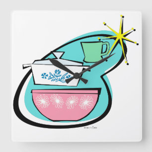 原子調理器デザイン時計 スクエア壁時計