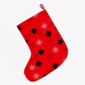 原子赤いスターバストのクリスマスのストッキング ラージクリスマスストッキング (裏面 (吊り時))