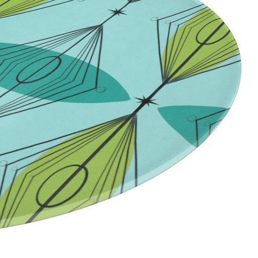 原子Ogeeおよびスターバストのガラスまな板 カッティングボード (角)