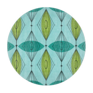 原子Ogeeおよびスターバストのガラスまな板 カッティングボード