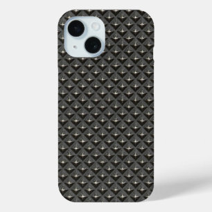 原工業用鋼ダイヤ市松模様にモンドプレートプリント iPhone 15ケース