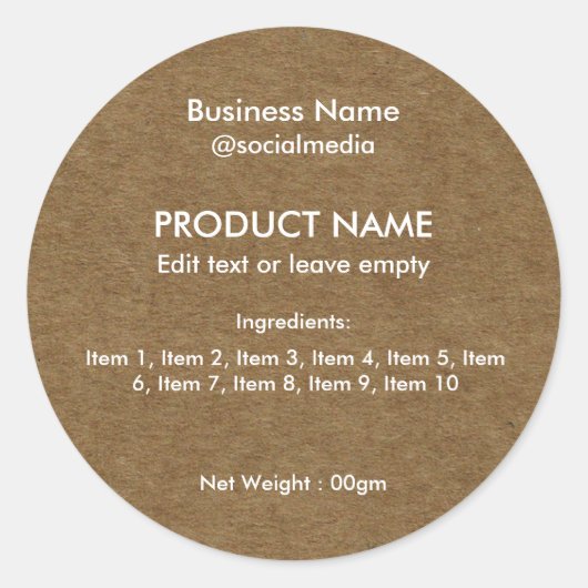 原料モダン製品ラウンドラベルのリスト ラウンドシール (正面)