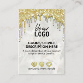 原料価格表製品範囲の金ゴールドドリップ 名刺 (正面)