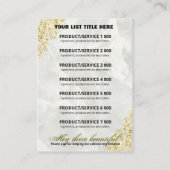 原料価格表製品範囲の金ゴールドドリップ 名刺 (裏面)