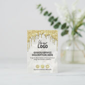 原料価格表製品範囲の金ゴールドドリップ 名刺 (スタンド正面)