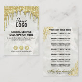 原料価格表製品範囲の金ゴールドドリップ 名刺 (正面/裏面)