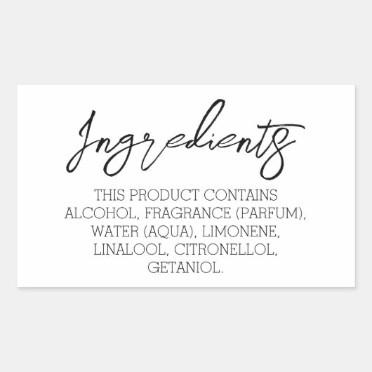 原料製品ラベルのシール 長方形シール (正面)