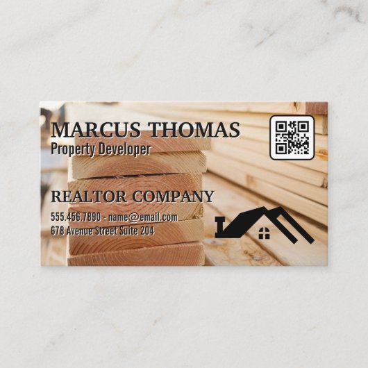 原木マテリアル |ハウスロゴ | QRコード 予約カード (正面)