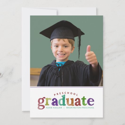 原水色プレスクール絵を描卒業生 招待状 (正面)