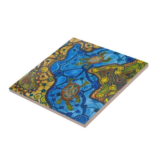 原生にカメの絵を描くこと タイル (側面)