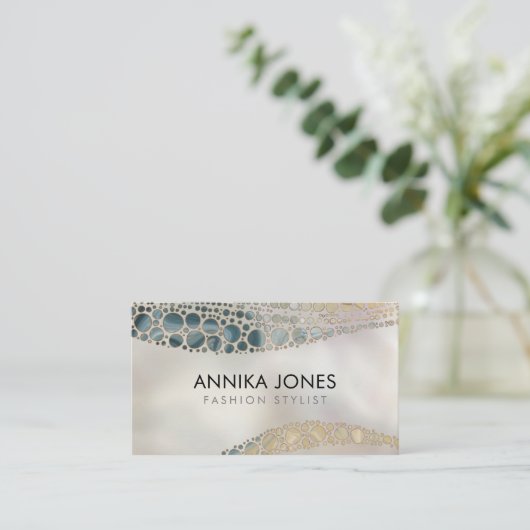 原生の点の芸術のスタイルの大理石の抽象芸術 名刺 (スタンド正面)