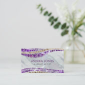 原生の点の芸術の贅沢なアメジストおよび金ゴールド 名刺 (スタンド正面)