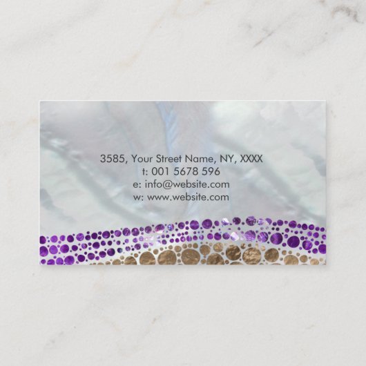 原生の点の芸術の贅沢なアメジストおよび金ゴールド 名刺 (裏面)