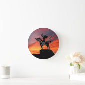 原産のアメリカインディアンおよび馬 ラウンド壁時計 (ホーム)