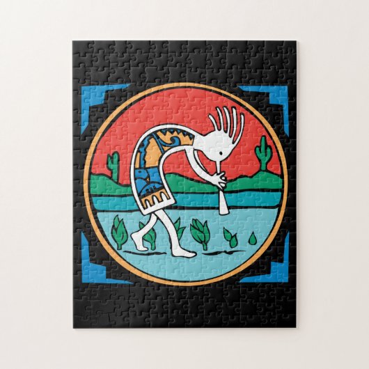 原産のアメリカインディアンのココペリ ジグソーパズル (縦)