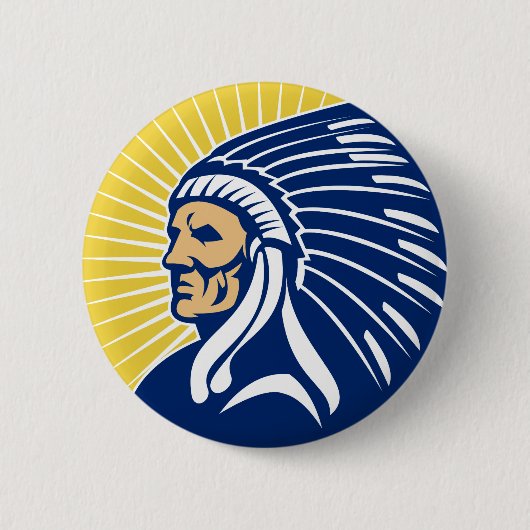 原産のアメリカインディアンの責任者 缶バッジ (正面)