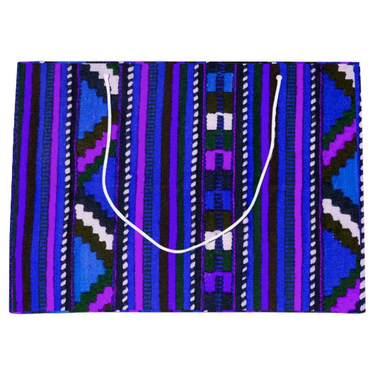 原産のアメリカインディアンの青い質のデザイン ラージペーパーバッグ (正面)