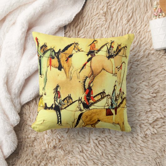 原産のアメリカインディアンの馬の西部の芸術のヴィンテージ クッション (ブランケット)