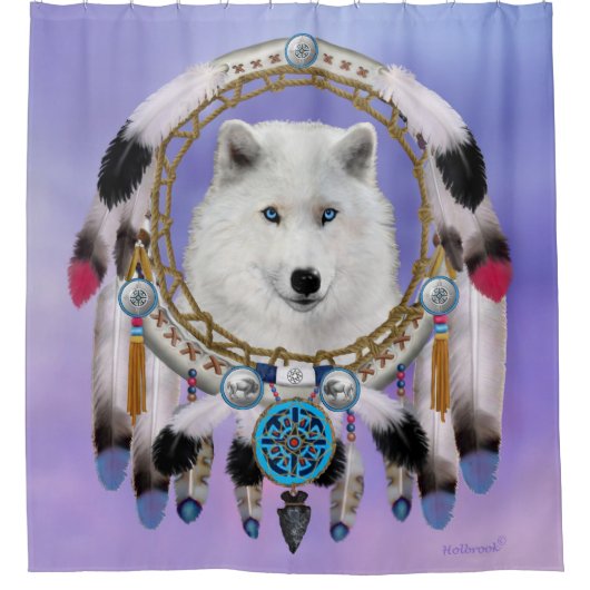 原産のインドのオオカミの精神 シャワーカーテン (正面)