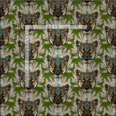原産のオオヤマネコの緑 ファブリック (タイル)