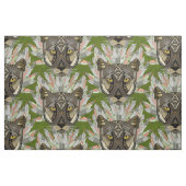 原産のオオヤマネコの緑 ファブリック (ファットクウォーター)