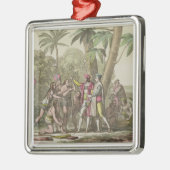 原産のAmeriを持つクリストファー・コロンブス(1451-1506年) メタルオーナメント (左)