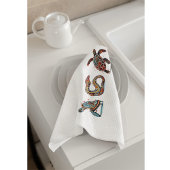 原画スタイルの部族動物 キッチンタオル