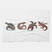 原画スタイルの部族動物 キッチンタオル (横)