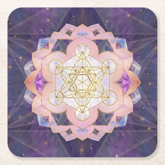 原石蓮のメタトロンの立方体 スクエアペーパーコースター (正面)