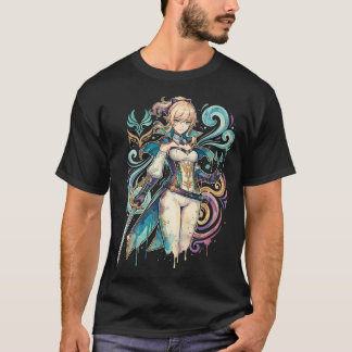 原神 ジャン・グンヒルド ブロンド ヘアー グレー アイ Tシャツ
