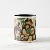 原稿からの《鳥》ハヤブサの狩り、 ツートーンマグカップ (中央)