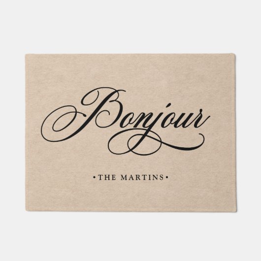 原稿のクラフトの素朴でフランスのな一見| Bonjour ドアマット (正面)