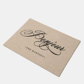 原稿のクラフトの素朴でフランスのな一見| Bonjour ドアマット (アングル)