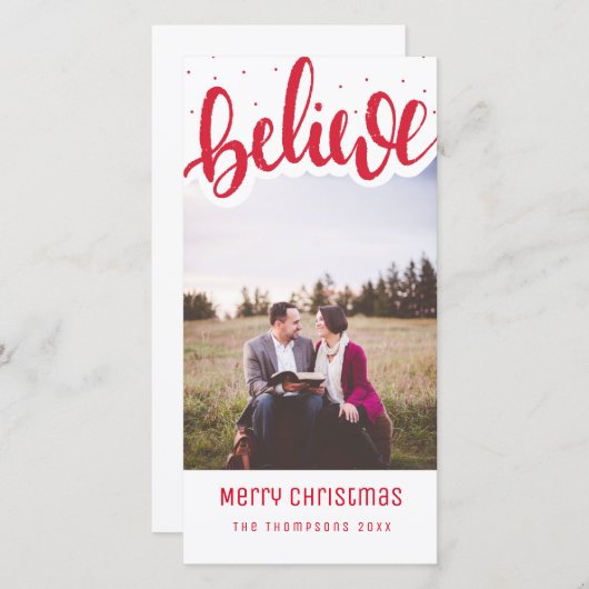 原稿のクリスマスの写真カードを信じて下さい シーズンカード (正面/裏面)