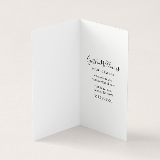 原稿のレタリングのモダンの写真撮影 名刺 (内部)