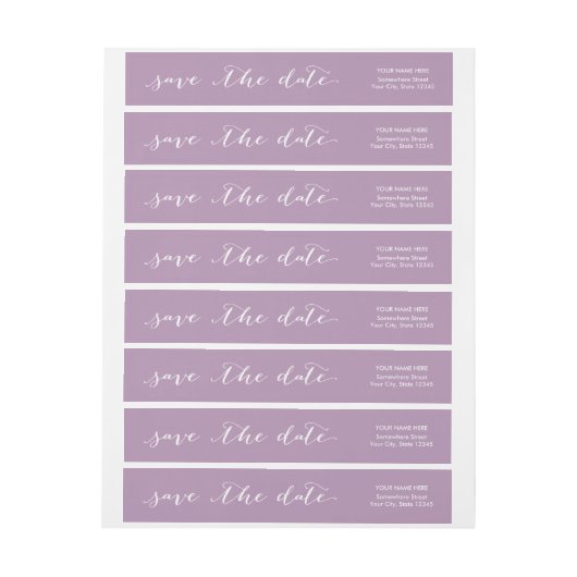 原稿の保存日付の紫色の名前をカスタムする ラップアラウンドラベル (シート)