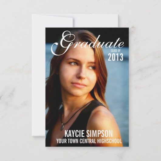 原稿の文字が付いている完全な写真の卒業の写真 招待状 (正面)