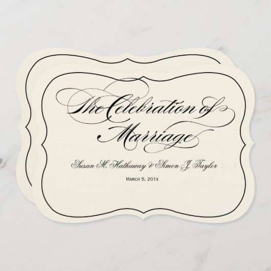 原稿の結婚式プログラムDIYファン-白を離れた黒 プログラム (正面/裏面)