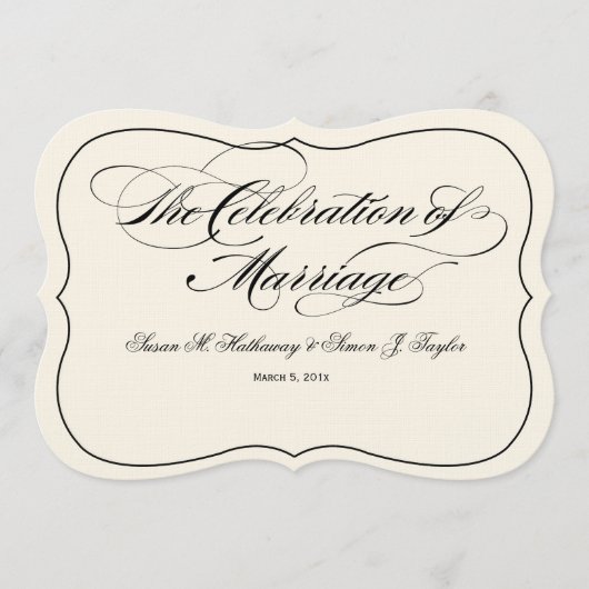 原稿の結婚式プログラムDIYファン-白を離れた黒 プログラム (正面)