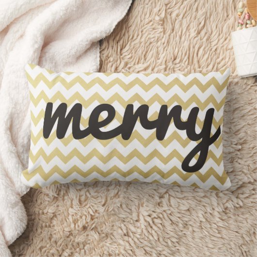 原稿の金ゴールドのシェブロンのかわいくお洒落でメリーな休日 ランバークッション (ブランケット)