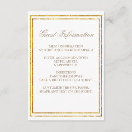 原稿の金ゴールドのボーダー結婚式のゲスト情報 エンクロージャーカード