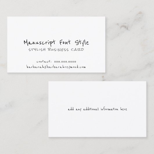 原稿クールフォント-スタイル非公式ホワイト 名刺 (正面/裏面)