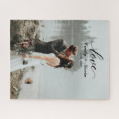 原稿愛カスタムな姓の結婚式の花嫁の新郎 ジグソーパズル (横)