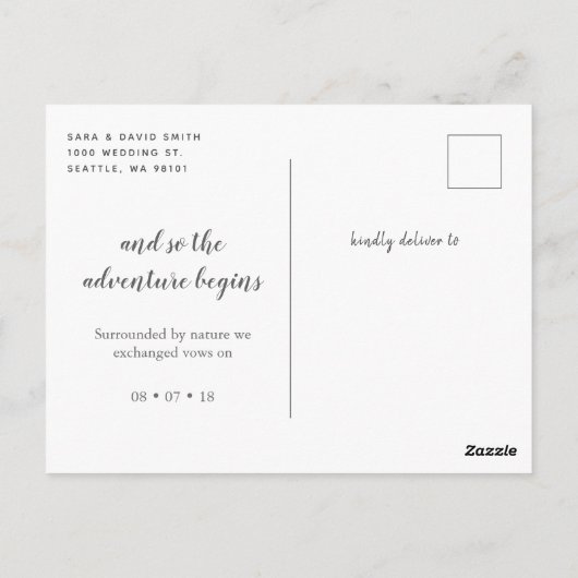 原稿私達は郵便はがき駆け落ちの発表の駆け落ちしました ポストカード (裏面)