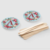 原糖ブルーの背景を持つ野生のバラ ハンドファン (組立なし)