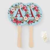 原糖ブルーの背景を持つ野生のバラ ハンドファン (正面&裏面)