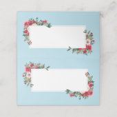 原糖ブルーの背景を持つ野生のバラ プレイスカード (外部開封)